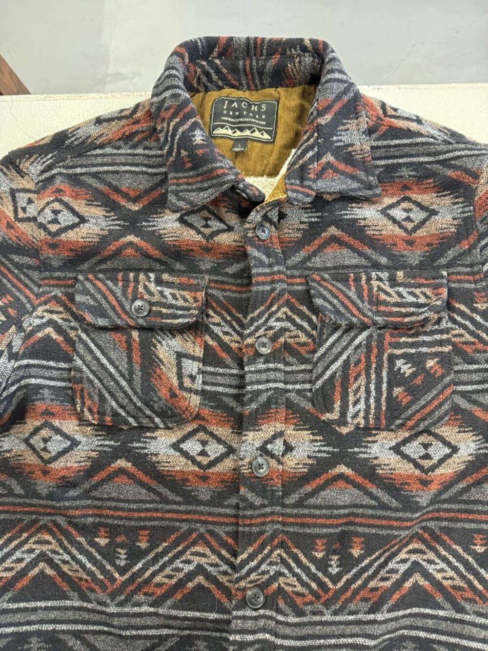 Jachs New York Mens Aztec Pattern Sherpa-Lined Jacket Size Large